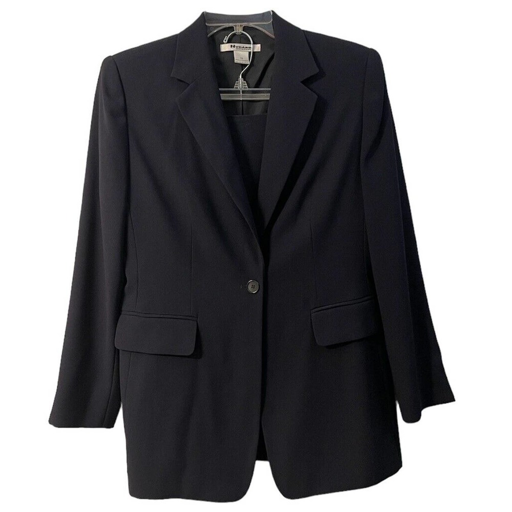 NYGARD COLLECTION Women 2PC Navy Skirt Suit Jacket Size 10 skirt 8